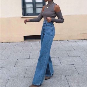 NWOT Zara Full Length Wide Leg Jeans